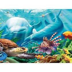Gofission Diamond Painting Ocean Fish Turtle Dolphin Animal by Numbers Kits, DIY 5D Diamond Art Cross Stitch Full Drill Crystal Rhinestones 12x16 inch (Ocean Animal)