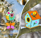 Bird Houses for Outside Bird House Kits for Children to Build, 3 Pack DIY Wind Chime Birdhouse Kits for Kids, Paints & Brushes Included