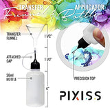 Pixiss Alcohol Ink Set - 25 Large Highly Saturated Colors - (15ml/.5oz), Pixiss White Alcohol Ink Set 4-Ounce, 3X Pixiss 20ml Needle Tip Applicator Bottles and Funnel