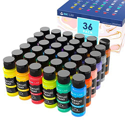 Acrylic Paint Set Non Toxic 36 Classic Colors Acrylic Craft Paints No Fading Rich Pigment for Artists Beginners Kids Adults Canvas Wood Painting