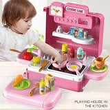 Kids Kitchen Toy Set,3 in1 Realistic Lights & Sounds,Pretend Play Kitchen Toy,with 41pcs Food and Kitchen Accessories,Play Sink Running Water, for 3.4.5.6 yrs Girls/boy
