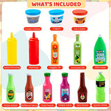 JOYIN 30Pcs Play Food Grocery Cans, Pretend Play Kitchen Accessories, Includes Drink, Juice, Jar, Seasoning, Water Bottle, Sauce, Yogurt, Ice Cream, Snack Box, Kids Gifts & Indoor Toys