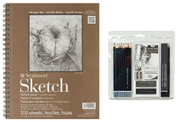 Royal & Langnickel Essentials Sketching Pencil Set, 21-Piece with Strathmore Series 400 Sketch Pads