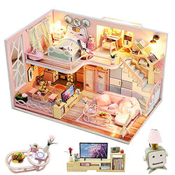 Spilay DIY Miniature Dollhouse Wooden Furniture Kit,Handmade Mini Modern Model Plus with Dust Cover & Music Box ,1:24 Scale Creative Doll House Toys for Adult Teenager Idea Gift