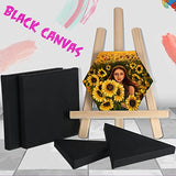 12 Pcs Canvas for Painting Stretched Canvas Cotton Black Square Triangle Hexagon Canvas Blank Boards Panels Art Canvas with Frame Panel Stretched Boards for Oil Acrylic, 6 Inch
