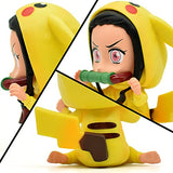 Nezuko Cosplay Pikachu Action Figure Demon Slayer Cosplay Pokemon Kimetsu No Yaiba Figure Anime Toy Collectibles Model Gift (Nezuko)