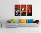 Noah Art-Modern Music Wall Art, 100% Hand Painted Musical Instruments Contemporary Abstract Oil Paintings On Canvas, 3 Panel Framed Inspirational Wall Art for Kids Room Wall Decor, 12x24inch x 3 Pcs