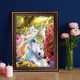 5D Diamond Painting Kits for Adults Full Drill 12x16 inch Crystal Rhinestone Cross Stitch Embroidery Diamond Painting Unicorn Arts Craft for Living Room Home Wall Decor Gift