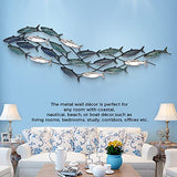 SUN RDPP Metal Fish Wall Decor, Aqua Theme Metal Wall Sculpture Marine Decor for Home Garden Bedroom,150X42cm…