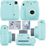 FujiFilm Instax Mini 9 Instant Camera ICE BLUE + Fuji INSTAX Film (20 Sheets) + Custom Camera
