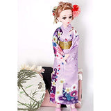 YIHANGG Japanese Kimono BJD Doll, 1/3 Dolls 24 Inch Ball Jointed Doll DIY Toys with Clothes Outfit Shoes Wig Hair Makeup, Cherry Blossom Style Decoration,Purple