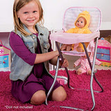 Adora Baby Doll Accessories Pink High Chair, Can Fit Up to 16 inch Dolls, 20.5 inches in Height, Baby Pink and Grey Print