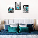 Black and white landscape Eiffel Tower wall decoration for living room 3 piece canvas wall art for bedroom modern kitchen Bathroom wall decor office home decoration Blue theme pictures canvas prints