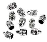 Housweety 40 Silver Tone Pattern Carved Column Pendants/Necklace End Caps 16x10mm