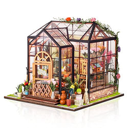 GuDoQi DIY Miniature Dollhouse Kit, Tiny House kit with Furniture, Miniature House Kit 1:24 Scale, Great Handmade Crafts Gift for Valentine's Day, Festival, Birthday, Jenny Greenhouse Flower Shop
