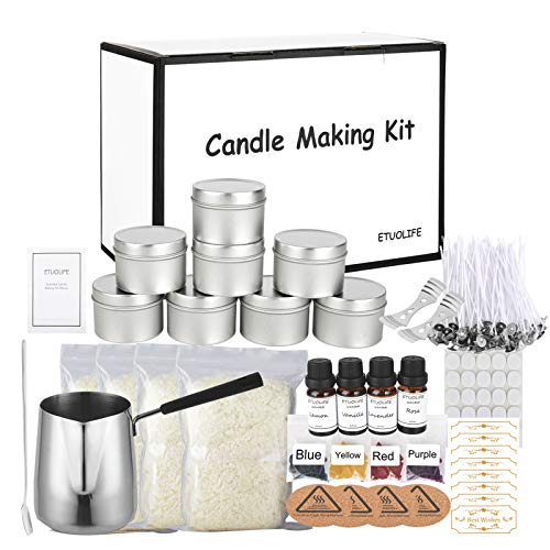 Candle Making Kit, DIY Candle Making Kit for Adults, Candle Beginners DIY Set with Wax, Fragrance Oil, Candles Tins, Dye Blocks, Candle Wicks & Wick Stickers and More, DIY Scented Candles Gift Set
