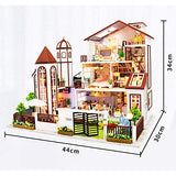 XLZSP DIY Dollhouse Miniature Kit with Music and Led Lights Large Duplex Garden Villa Dolls House Furniture Hand Craft Creative Room Puzzle Toy Birthday Gift for Kid Boy Girl