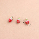 SANQIU Strawberry Charm Pack of 10 Enamel Fruit Pendant for Jewelry Making