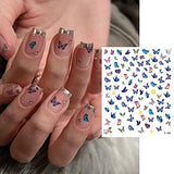 10 Sheets Butterfly Nail Stickers for Women, Flower Leaves Butterfly Nail Art Stickers for Nail Designs, 3D Spring Nail Decals for Nail Art, Self Adhesive Nail Designs