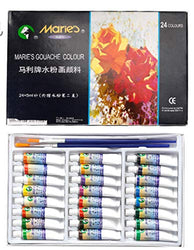 MEGREZ Marie's Extra Fine Gouache 24 Assorted Colors/Set Opaque Watercolor Paint Set for Students, Beginners and Painting Lovers, 24 Tubes *12ml (0.42 oz)