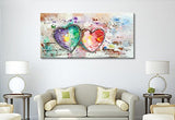 Hand Painted Large Oil Paintings Modern Canvas Wall Art Love Heart Artwork Decor Abstract Texture Decoration Pictures Framed Ready to Hang