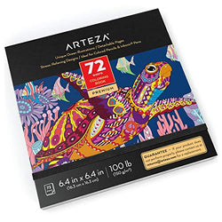 Arteza Adult Coloring Book, 6.4 x 6.4 Inches, 72 Sheets, Ocean Designs, Travel-Sized Detachable 100-lb Coloring Sheets, Art Supplies for Relaxing, Reflecting, and Decompressing