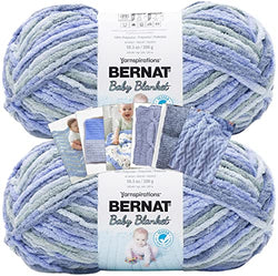 Bernat Baby Blanket Yarn - Big Ball (10.5 oz) - 2 Pack with Pattern Cards in Color (Lovely Blue)