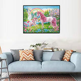 MXJSUA 5d Diamond Painting Kits Full Round Drill Rhinestone Pictures Home Wall Decor 12x16Inch Rainbow Unicorn