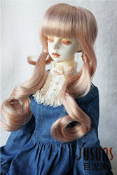 JD186 Double Curly Pony Doll Wig Kanekalon Fiber BJD Wigs (Pink, 8-9inch)