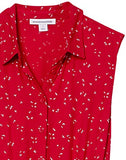Amazon Essentials Women's Sleeveless Woven Shirt Dress, Red Leaf, Large