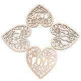 RayLineDo 10pcs Heart Shaped Hollow Design Wooden Embellishments 80MM With Lanyard for Crafting and