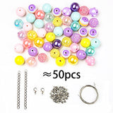 ANCADN 20mm Chunky Bubblegum Beads Acrylic Beads Easter Color Beads for DIY Jewelry Making (Easter-Purple)