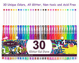 Glitter Gel Pens Color Gel Pen Set, Colored Gel Markers with 40% More Ink for Adult Coloring Books, Drawing, Bullet Journal, Taking Note and Doodling (30 Colors)