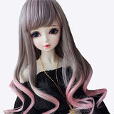 9-10 Inch BJD SD Doll Wig 1/3 BJD SD Doll Wig Heat Resistant Fiber Long Gray Ombre Pink Wavy Curly Doll Hair Wig