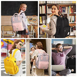 SCIONE Laptop Backpack for Women Girls,Teen School Bag With USB Port,Water-Resistant Square Nurse Work Backpack Purse,Large Casual Daypack BackBag,Carry on Pink Backpack for College,Travel,Business
