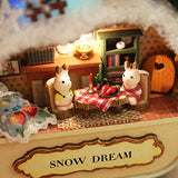 Spilay DIY Miniature Dollhouse Wooden Furniture Kit,Handmade Mini Iron Box Theater Model,1:24 Scale Creative Doll House Toys for Lovers (Snow Dream) Q03