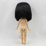 ASDAD BJD Nude Doll 1/6 SD Doll Blyth Nude Doll Blyth 1/6 Nude Doll Joint Body Black Straight Short Hair Bobo with Bangs 30cm Toy,A
