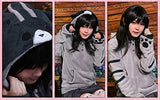 GK-O Women Cute Hooded Cat Ears Hoodie Girl Pullover Jacket Sweatshirt Coat Anime (Asian Size XXL) Light Gray