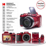 Kodak PIXPRO AZ421 Digital Camera (Red) + Camera Case + Transcend 16GB SDHC Class10 UHS-I Card 400X Memory Card + USB Card Reader + Table Tripod + Accessories…