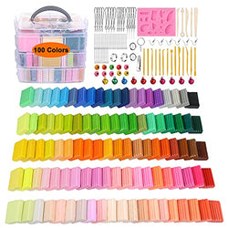 Polymer Clay, Vivimee 100 Colors 1 oz Oven Bake Modeling Clay Kit, Modeling Clay with 19 Creation Tools and 10 Kinds of Accessories, Soft Polymer Clay, Ideal DIY Art Craft Clay Gift for Adults Kids