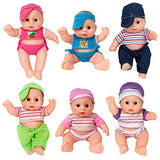 Liberty Imports Cute Lil Baby Doll Collection - Pack of 6 Assorted Mini Infant All Vinyl Dolls - Girls Toys Bulk Gift Bundle Party Favors Supplies (8 Inches Tall)