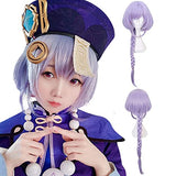 ANOGOL Wig Cap+Purple Short Bob Wigs with Braided for Lolita Cosplay Wig for Girls Anime Wig Hair