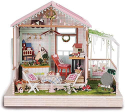Dreamland DIY Wooden Doll House Furniture Accessories 3D Mini Handmade Miniature Building with Dust Cover, Music Movement and LED Light for Girl Holiday Birthday Gift