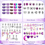 Zoyomax 162 Pcs Charm Bracelets Kit with Beads and Jewelry Charms, Purple Fantasy Style Girl Gift, J-1 Jewelry-1