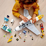 LEGO City Passenger Airplane 60262, with Radar Tower, Airport Truck with a Car Elevator, Red Convertible, 4 Passenger and 4 Airport Staff Minifigures, Plus a Baby Figure (669 Pieces)