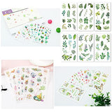 48 Sheets 860 Non-Repeating Watercolor Green Plant Scrapbook Sticker Set Scrapbooking Washi Planner Sticker Self Adhesive Decorative Sticker for DIY Laptop Journaling Diary Album Art Craft