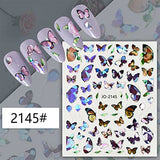 JMEOWIO 12 Sheets Spring Butterfly Nail Art Stickers Decals Self-Adhesive Pegatinas Uñas Blue Nail Supplies Nail Art Design Decoration Accessories