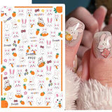 8 Sheets Easter Nail Art Stickers 3D Bunny Nail Decal for Nail Art Easter Bunny Ear Carrot Rabbit Nail Stickers Spring Nail Design Supplies Manicure Tips Charms Nail Decals for Women Kids Girls