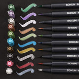 Metallic Brush Marker Pens - Set of 10 Colors, Art Marker for Black Paper, Brush Lettering, Scrapbook, Card Making, DIY Photo Album (Brush Tip)