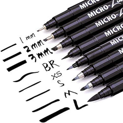 MISULOVE Hand Lettering Pens, Calligraphy Brush Pens Kits, Art Markers for Beginners Alphabet Design, Drawing, Cartoon, Scrapbookin, Illustration, Bullet Journaling, Set of 8 Size(Black)